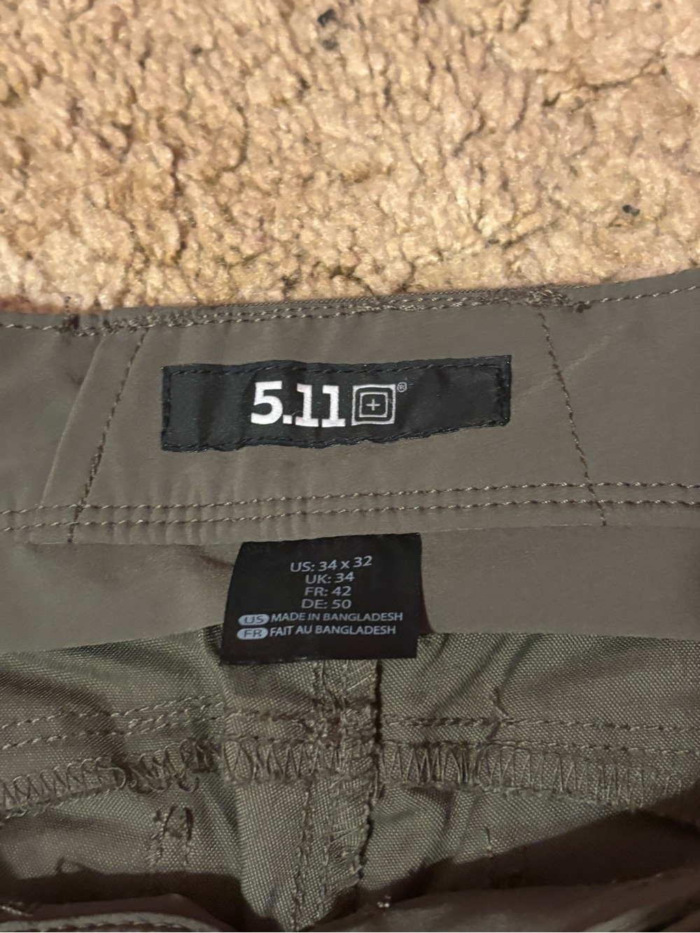 5.11 Tactical Men's Olive Pants with Reinforced Pockets - Picture 4 of 9